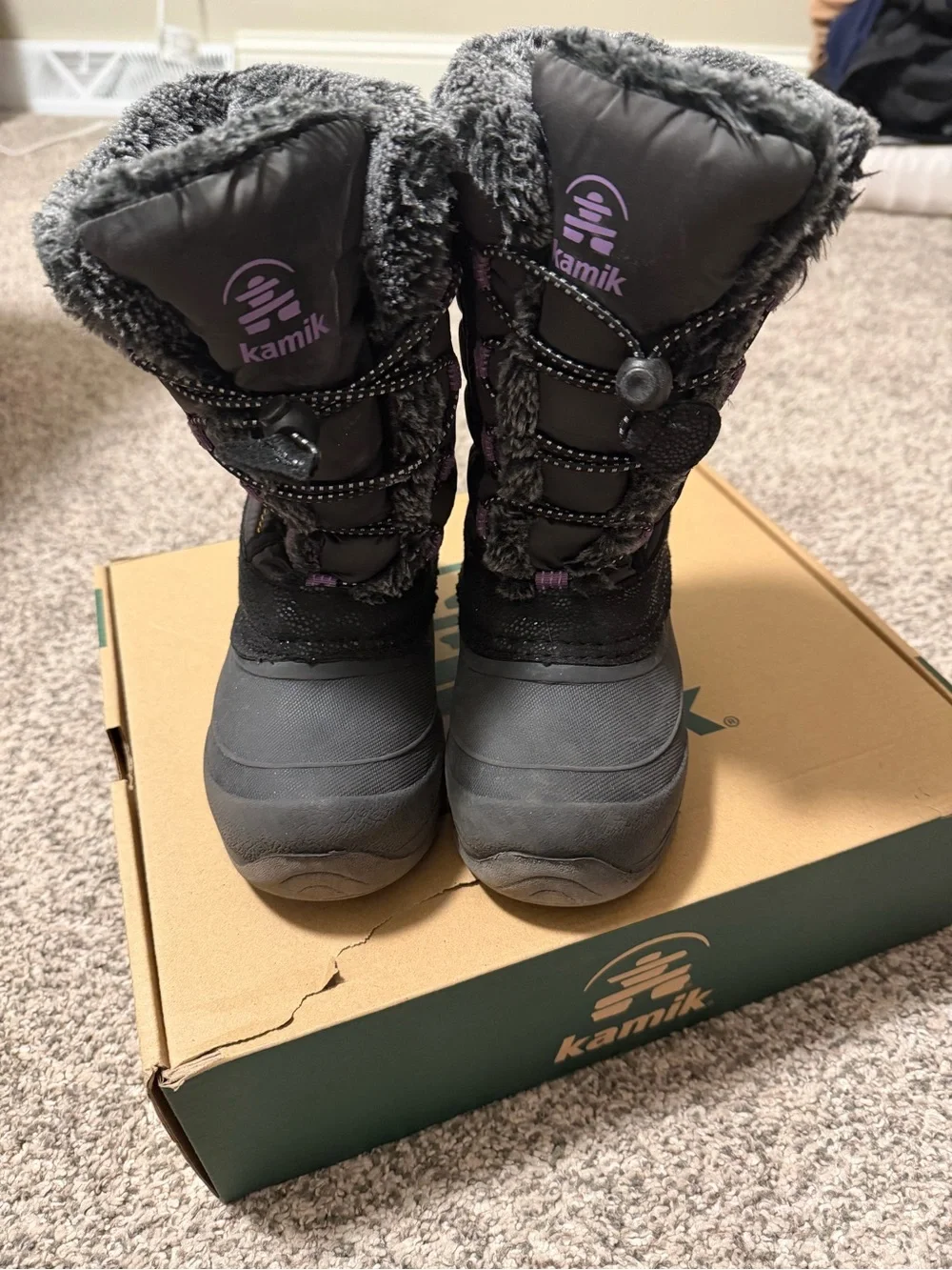 Kamik Kids Black and Purple Insulated Snow Boots